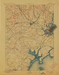 Portland Maine Historical topographic map, 1:62500 scale, 15 X 15 Minute, Year 1893
