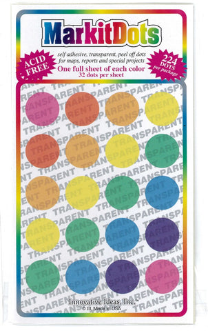 Buy map MarkIt Dots - Transparent 3/4 Map Dots in 7 Colors