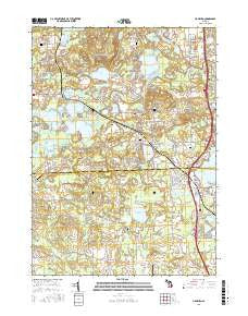 Hamburg Michigan Current topographic map, 1:24000 scale, 7.5 X 7.5 Minute, Year 2017