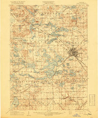 Pontiac Michigan Historical topographic map, 1:62500 scale, 15 X 15 Minute, Year 1907