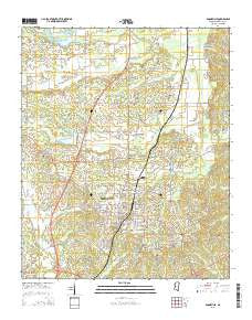Booneville Mississippi Current topographic map, 1:24000 scale, 7.5 X 7.5 Minute, Year 2015