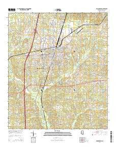 Brookhaven Mississippi Current topographic map, 1:24000 scale, 7.5 X 7.5 Minute, Year 2015