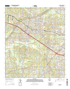 Clinton Mississippi Current topographic map, 1:24000 scale, 7.5 X 7.5 Minute, Year 2015