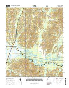 Malone Mississippi Current topographic map, 1:24000 scale, 7.5 X 7.5 Minute, Year 2015