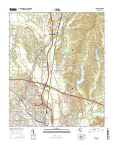 Tupelo Mississippi Current topographic map, 1:24000 scale, 7.5 X 7.5 Minute, Year 2015