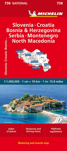Buy map Slovenia, Croatia, Bosnia & Herzegovina, Serbia, Montenegro, former Yug. Rep. of Macedonia 1:1,000,000 : road and tourist map