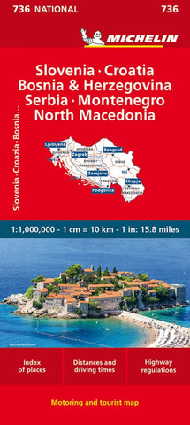 Buy map Slovenia, Croatia, Bosnia & Herzegovina, Serbia, Montenegro, former Yug. Rep. of Macedonia 1:1,000,000 : road and tourist map
