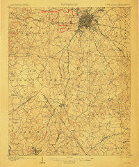 Charlotte North Carolina Historical topographic map, 1:62500 scale, 15 X 15 Minute, Year 1907