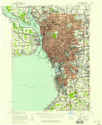 Buffalo New York Historical topographic map, 1:62500 scale, 15 X 15 Minute, Year 1948