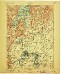 Glens Falls New York Historical topographic map, 1:62500 scale, 15 X 15 Minute, Year 1897