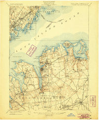 Oyster Bay New York Historical topographic map, 1:62500 scale, 15 X 15 Minute, Year 1900