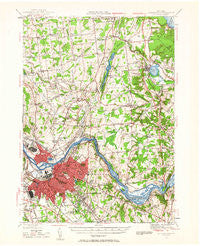 Schenectady New York Historical topographic map, 1:62500 scale, 15 X 15 Minute, Year 1954