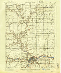 Defiance Ohio Historical topographic map, 1:62500 scale, 15 X 15 Minute, Year 1909