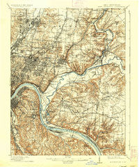 East Cincinnati Ohio Historical topographic map, 1:62500 scale, 15 X 15 Minute, Year 1914