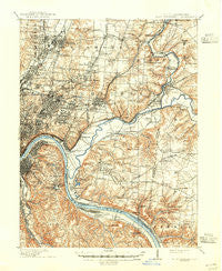 East Cincinnati Ohio Historical topographic map, 1:62500 scale, 15 X 15 Minute, Year 1914