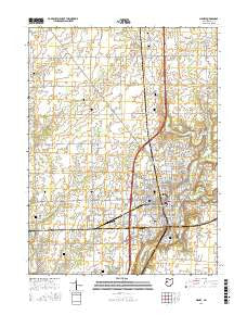 Sidney Ohio Current topographic map, 1:24000 scale, 7.5 X 7.5 Minute, Year 2016