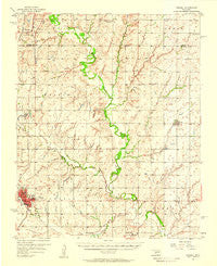 Cordell Oklahoma Historical topographic map, 1:62500 scale, 15 X 15 Minute, Year 1956