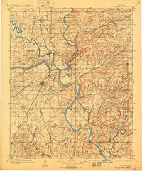 Muskogee Oklahoma Historical topographic map, 1:125000 scale, 30 X 30 Minute, Year 1901