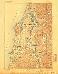 Coos Bay Oregon Historical topographic map, 1:125000 scale, 30 X 30 Minute, Year 1900