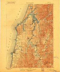 Coos Bay Oregon Historical topographic map, 1:125000 scale, 30 X 30 Minute, Year 1900