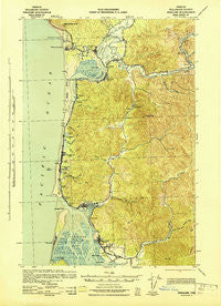 Nehalem Oregon Historical topographic map, 1:62500 scale, 15 X 15 Minute, Year 1943