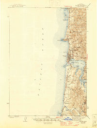 Yaquina Oregon Historical topographic map, 1:62500 scale, 15 X 15 Minute, Year 1942