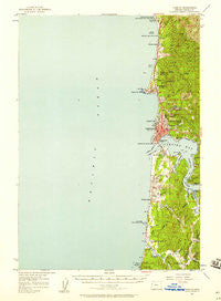 Yaquina Oregon Historical topographic map, 1:62500 scale, 15 X 15 Minute, Year 1957