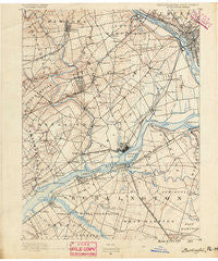 Burlington New Jersey Historical topographic map, 1:62500 scale, 15 X 15 Minute, Year 1890