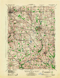 Mercer Pennsylvania Historical topographic map, 1:62500 scale, 15 X 15 Minute, Year 1943