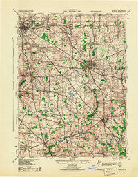 Mercer Pennsylvania Historical topographic map, 1:62500 scale, 15 X 15 Minute, Year 1943