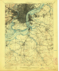 Philadelphia Pennsylvania Historical topographic map, 1:62500 scale, 15 X 15 Minute, Year 1898
