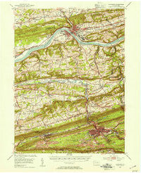 Shamokin Pennsylvania Historical topographic map, 1:62500 scale, 15 X 15 Minute, Year 1952
