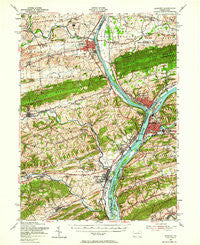 Sunbury Pennsylvania Historical topographic map, 1:62500 scale, 15 X 15 Minute, Year 1953