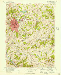 West Chester Pennsylvania Historical topographic map, 1:24000 scale, 7.5 X 7.5 Minute, Year 1954