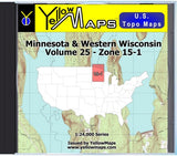 Buy digital map disk YellowMaps U.S. Topo Maps Volume 25 (Zone 15-1) Minnesota & Western Wisconsin