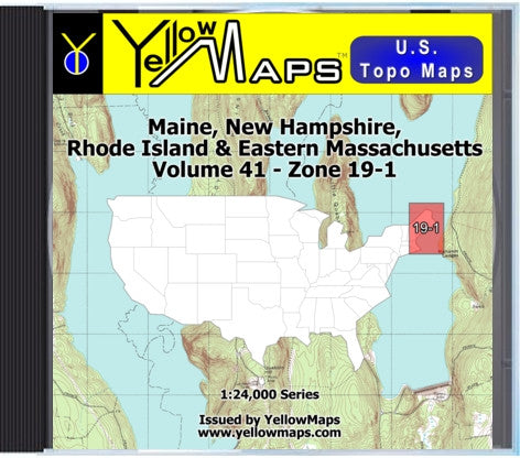 Buy digital map disk YellowMaps U.S. Topo Maps Volume 41 (Zone 19-1) Maine, New Hampshire, Rhode Island & Eastern Massachusetts