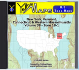 Buy digital map disk YellowMaps U.S. Topo Maps Volume 39 (Zone 18-1) New York, Vermont, Connecticut & Western Massachusetts