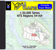 Buy digital map disk YellowMaps Canada Topo Maps: NTS Regions 54+64