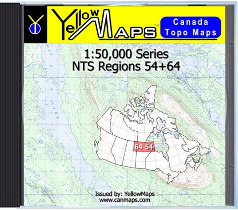 Buy digital map disk YellowMaps Canada Topo Maps: NTS Regions 54+64