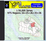 Buy digital map disk YellowMaps Canada Topo Maps: NTS Regions 16+25+26+35+36
