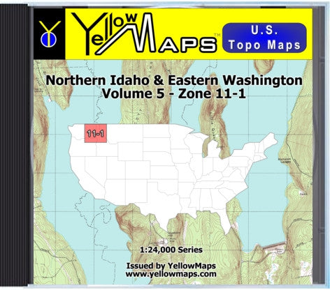 Buy digital map disk YellowMaps U.S. Topo Maps Volume 5 (Zone 11-1) Northern Idaho & Eastern Washington