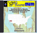 Buy digital map disk YellowMaps U.S. Topo Maps Volume 8 (Zone 11-4) Southern Sierra Nevada, California & Southern Nevada