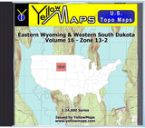 Buy digital map disk YellowMaps U.S. Topo Maps Volume 16 (Zone 13-2) Eastern Wyoming & Western South Dakota