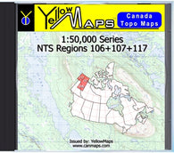 Buy digital map disk YellowMaps Canada Topo Maps: NTS Regions 106+107+117