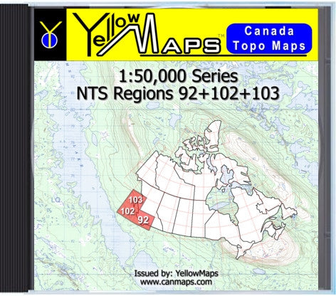 Buy digital map disk YellowMaps Canada Topo Maps: NTS Regions 92+102+103
