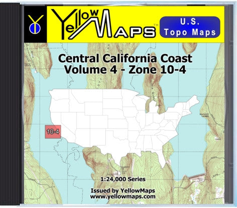Buy digital map disk YellowMaps U.S. Topo Maps Volume 4 (Zone 10-4) Central California Coast