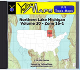 Buy digital map disk YellowMaps U.S. Topo Maps Volume 30 (Zone 16-1) Northern Lake Michigan