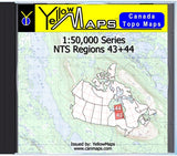 Buy digital map disk YellowMaps Canada Topo Maps: NTS Regions 43+44