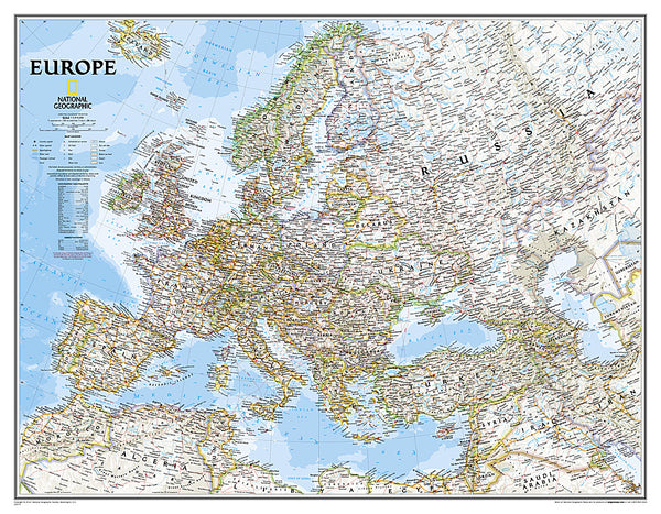 Buy map Europe, Classic, Enlarged and Sleeved by National Geographic Maps
