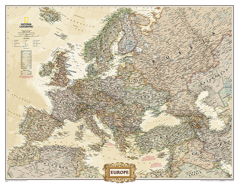 Buy map Europe, Executive, Enlarged and Sleeved by National Geographic Maps